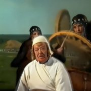 Из фильма.Чингисхан (Асанали Ашимов) и Шаманка(А.Отрокова)2003г